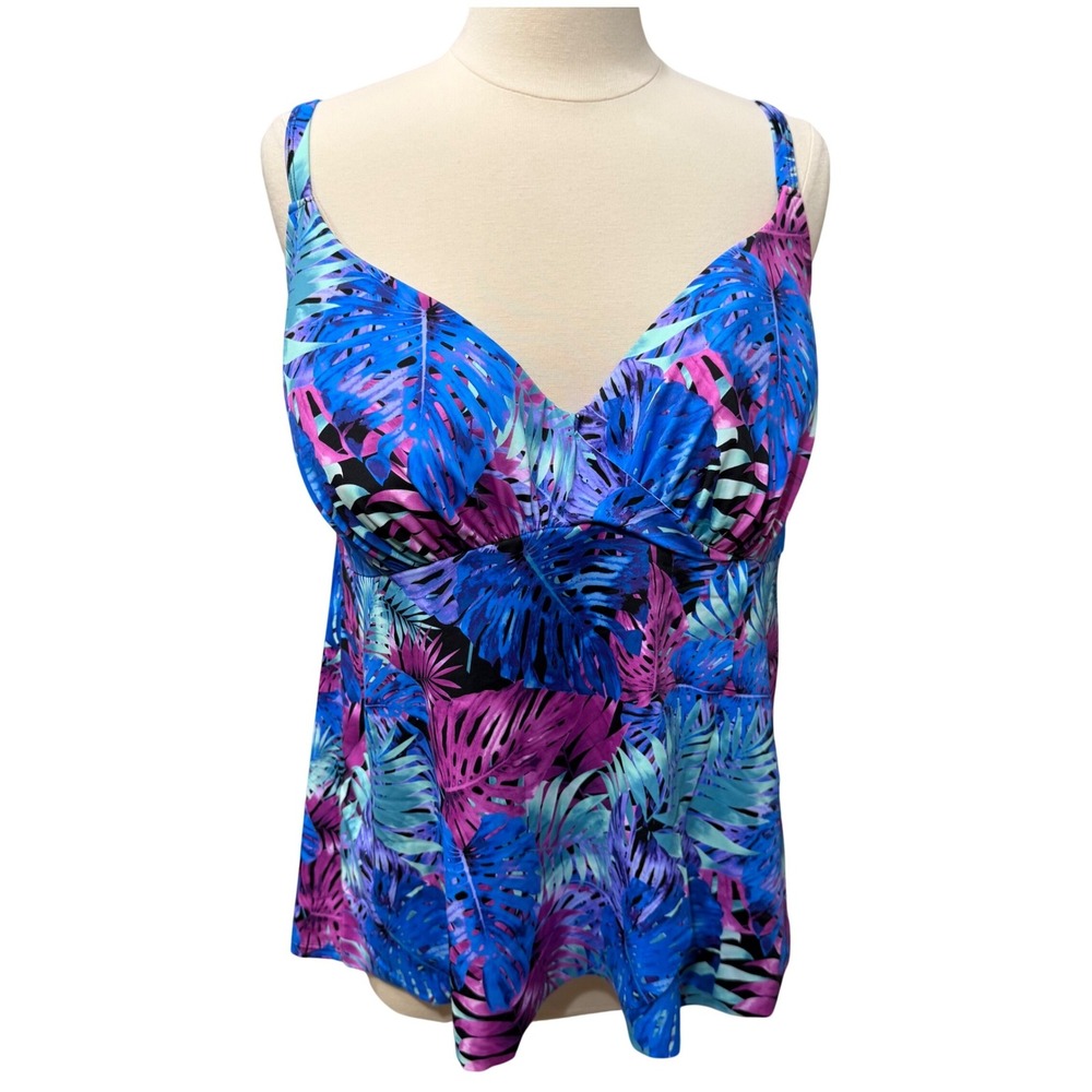 Swimsuits for All Bra Sized Sweetheart Underwire Tankini Top Builtin EUC 40DD 20